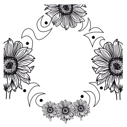 Sunflower Motif hat burning design for narrow brim hats