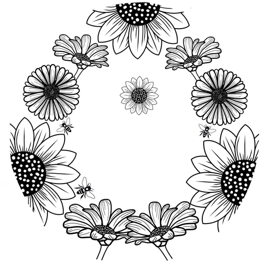 Sunflowers n Daisies hat burning design for wide brim hats