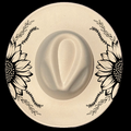 Sunflower Laurel Wreath design on a wide brim hat