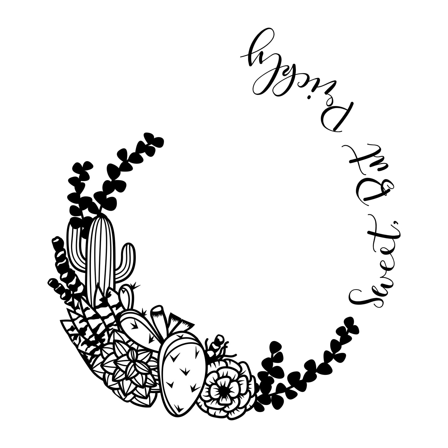 prickly pear cactus wreath Prickly Pear Cactus Wide Brim Hat Burning Design – Cool Moon Designs