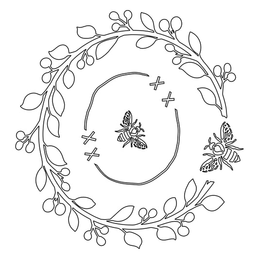 Bee And Vine Wide Brim Hat Burning Design