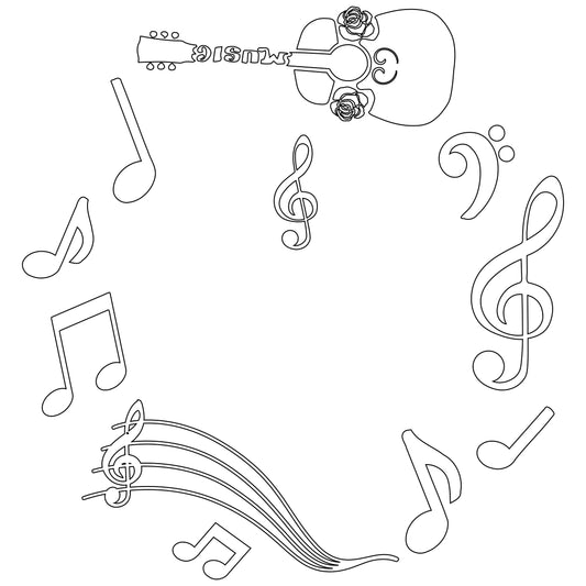 Guitar Music Wide Brim Hat Burning Design