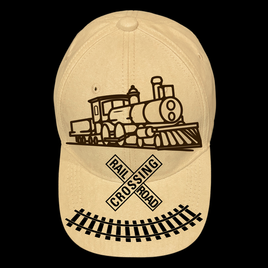 Train design on a baseball cap