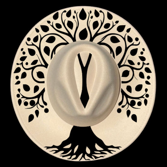 Tree Of Life design on a wide brim hat