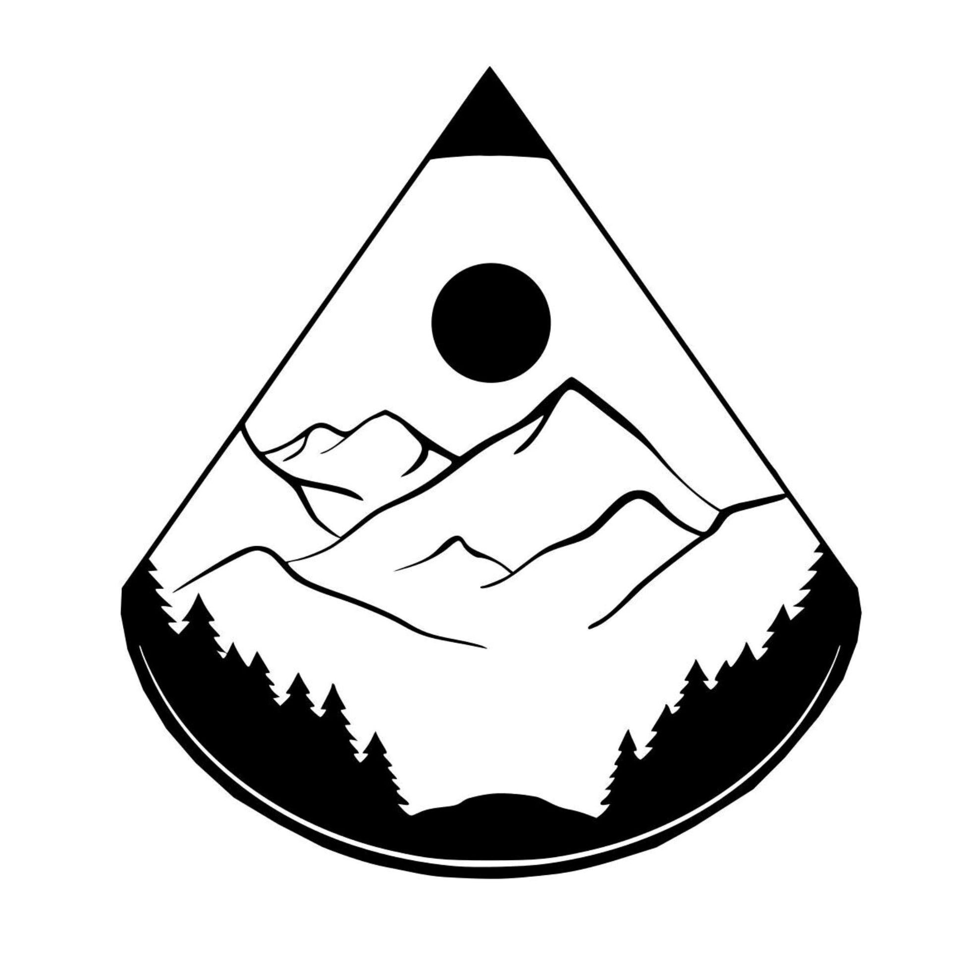 Triangle Mountain hat burning design for baseball hats