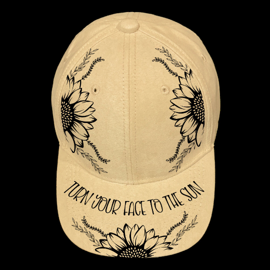 Turn Your Face To The Sun design on a baseball cap