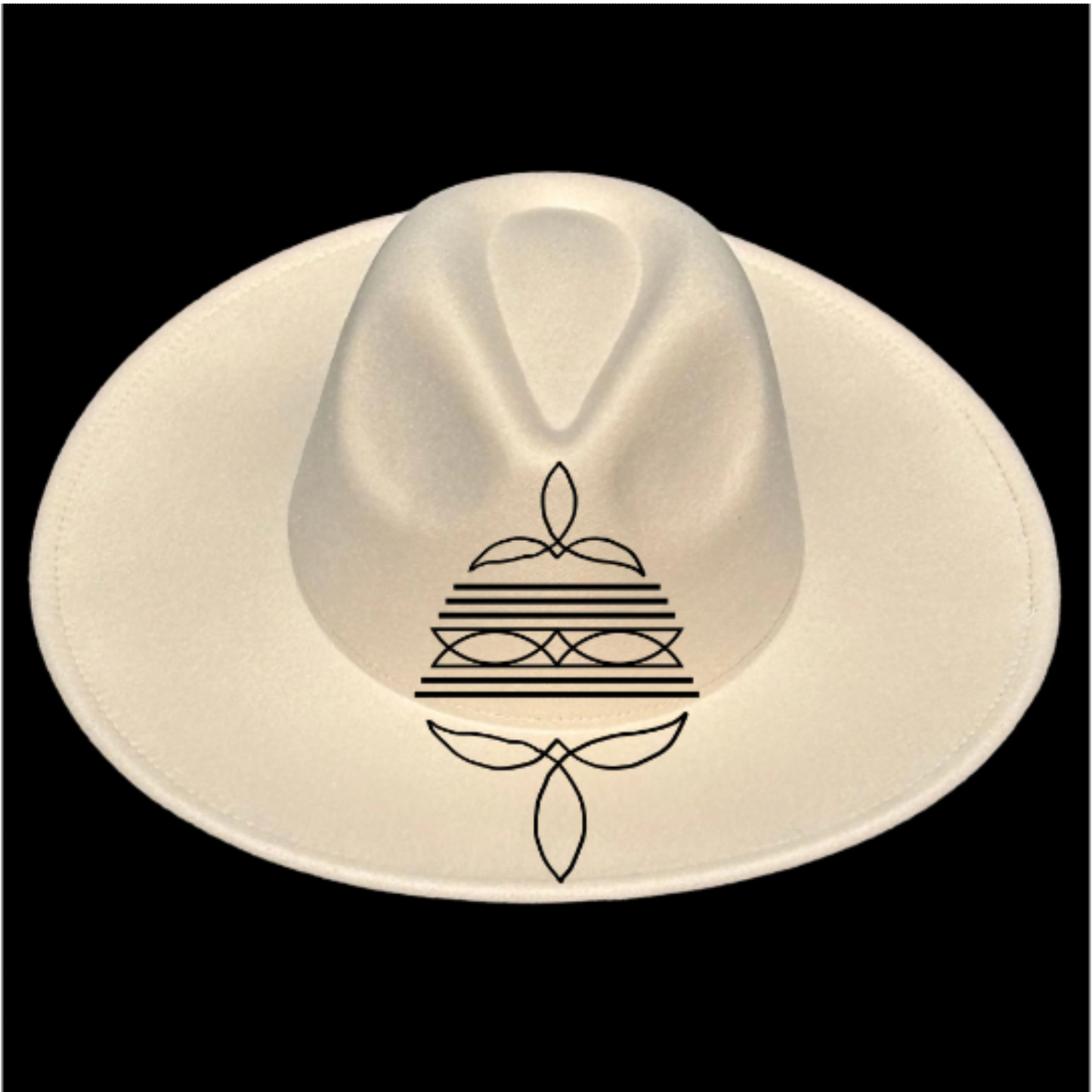 Western Boot Stitches Traceable Wide Brim Hat Burning Design