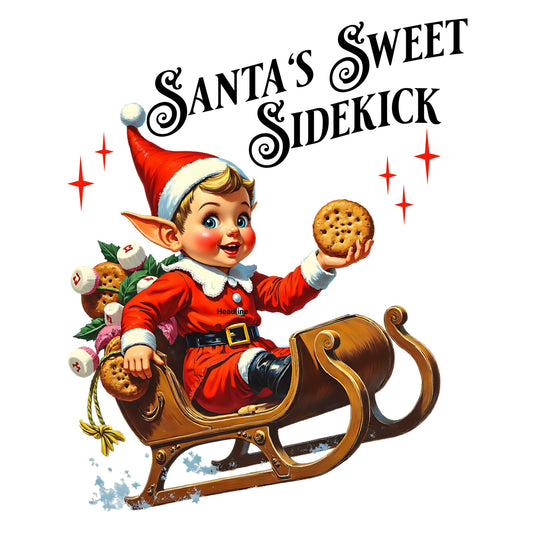 Christmas Elf Sleigh Cookie Vintage Christmas PNG