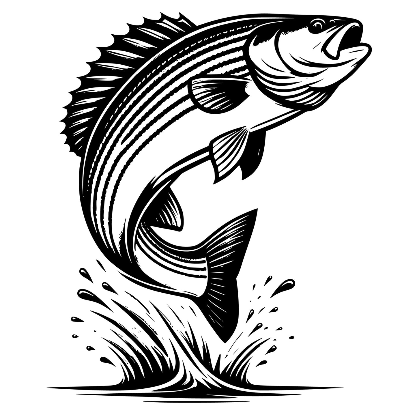 Striped Bass Fish Silhouette Graphic Design PNG