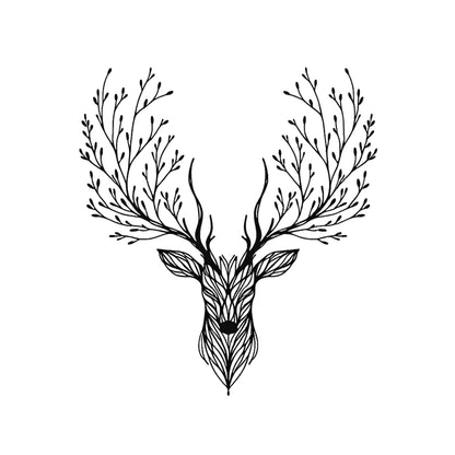 A deer tree antlers design on a white background