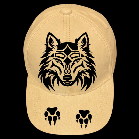 Wolf Head burned hat design on a baseball cap