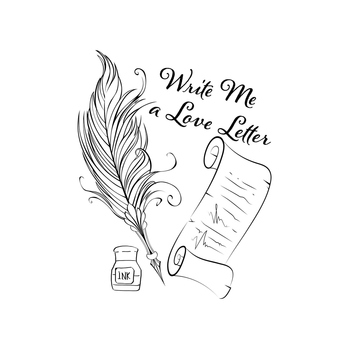 Write me a love letter design on a white background