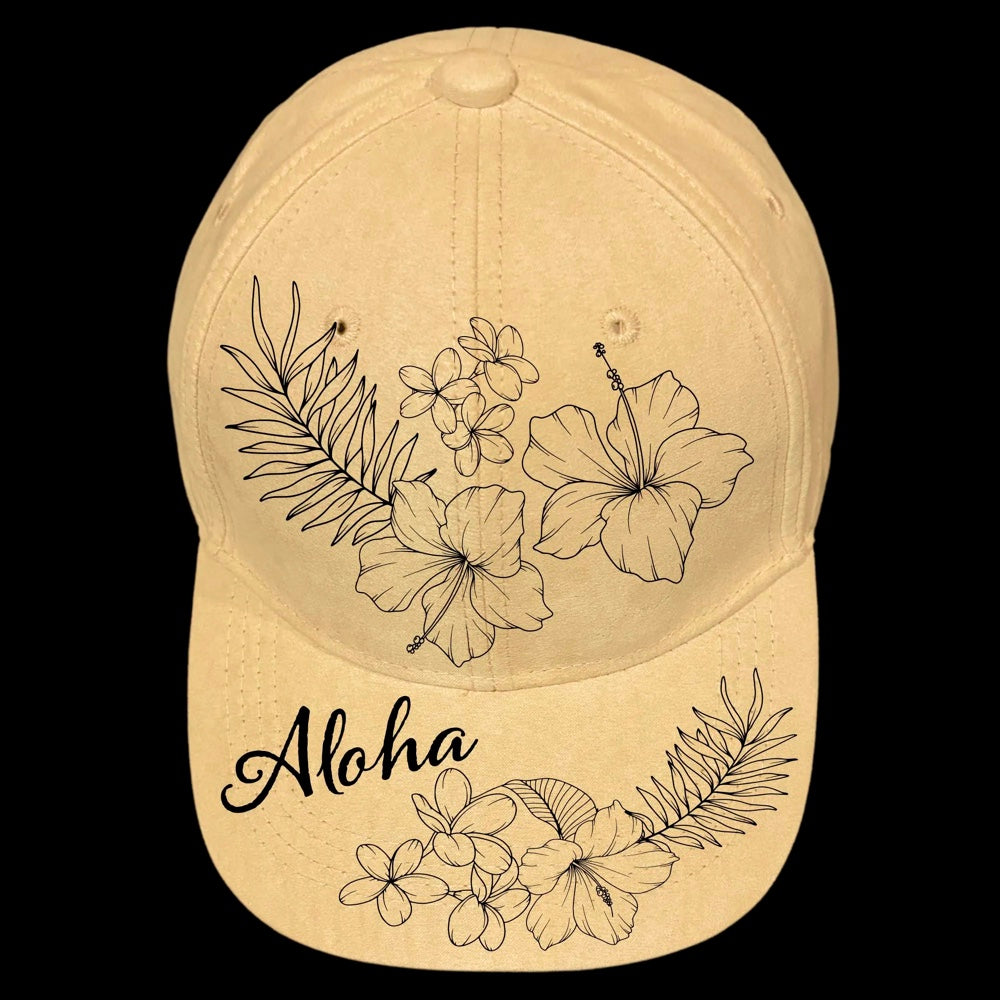 Aloha Hibiscus burned hat burning design on a baseball cap