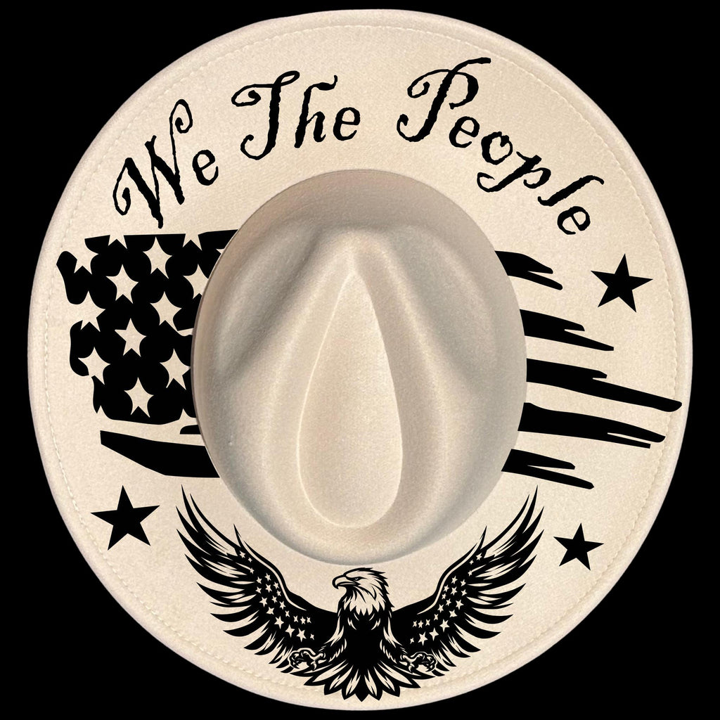America burned hat burning design on a wide brim hat