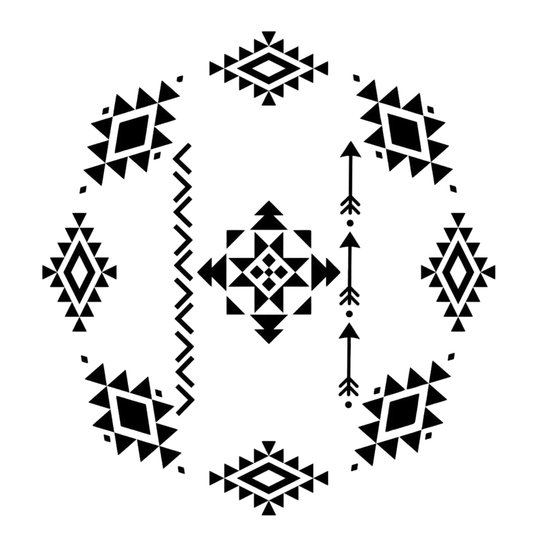 Black geometric pattern on a white background