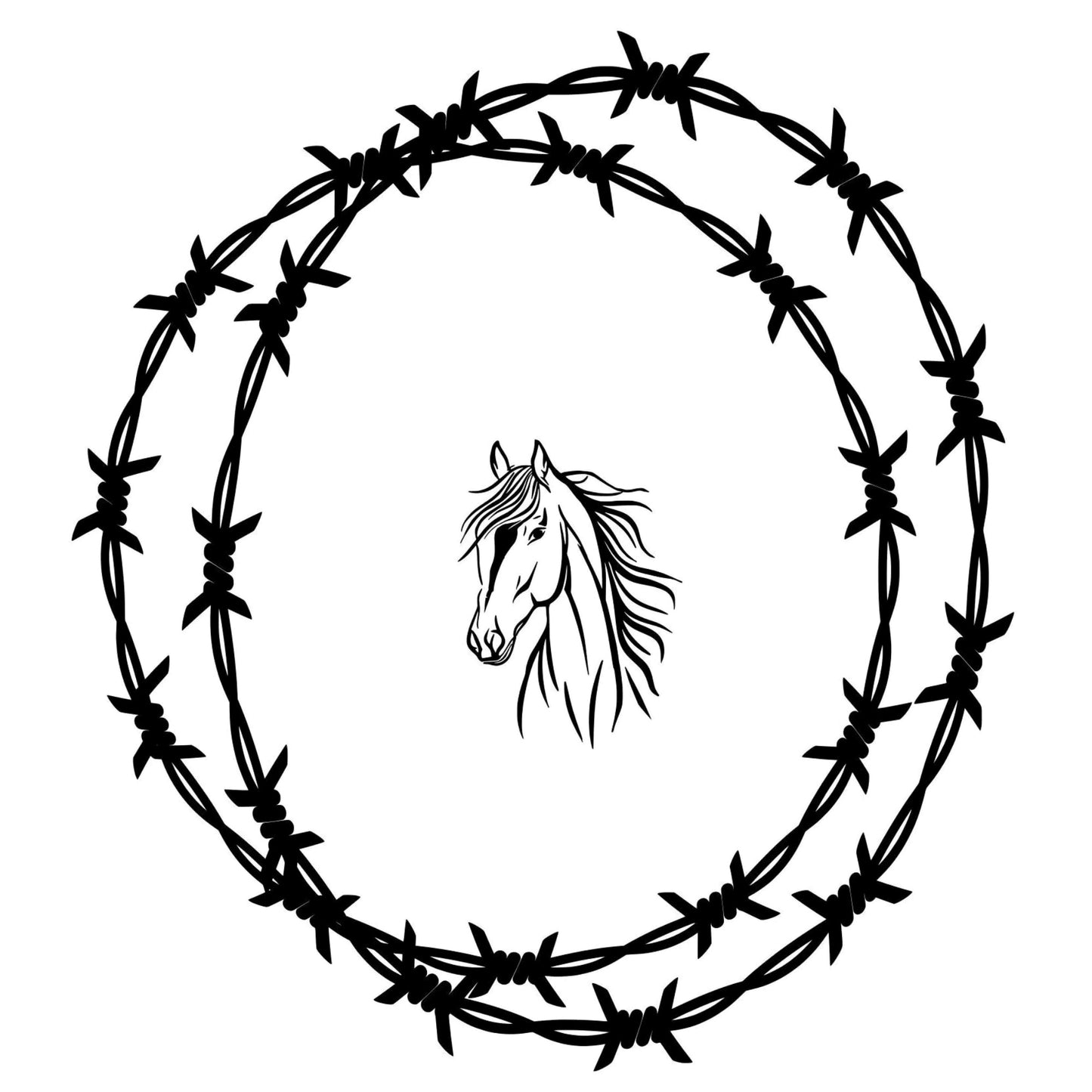 Barbed Wire And Horse hat burning design for narrow brim hats