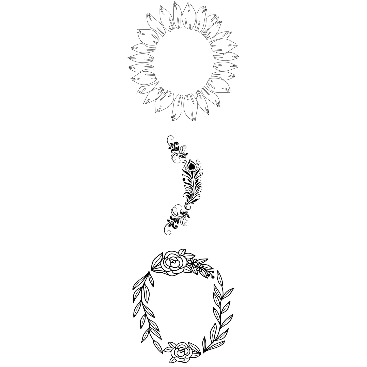 Set of three hat burning designs on a white background