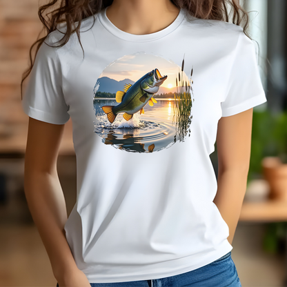 Largemouth Bass Lake View Graphic Design PNG