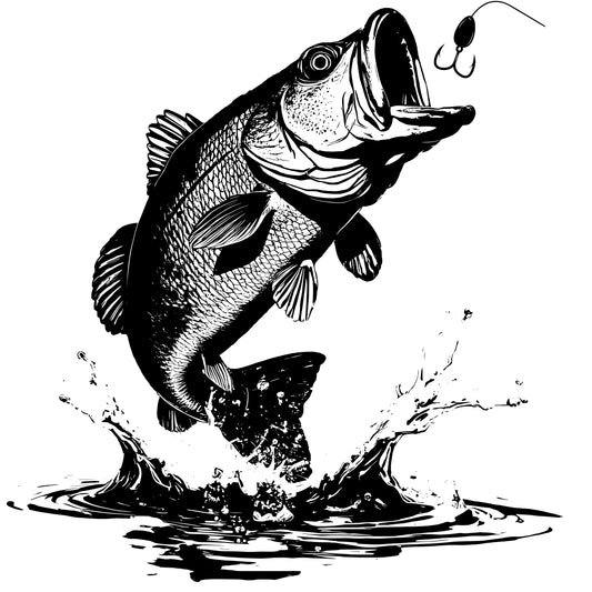 Largemouth Bass Jumping Graphic Design SVG PNG