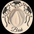Bride 3 Sunflowers burned hat burning design on a wide brim hat