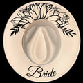 Bride Large Sunflower burned hat burning design on a wide brim hat