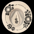 Decorative plate with black floral patterns on a beige background