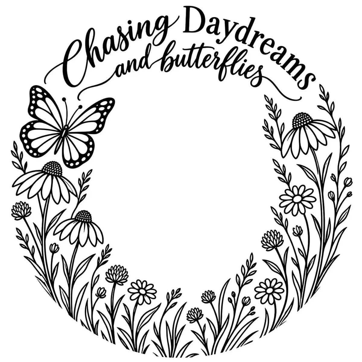 Chasing Daydreams and Butterflies design for wide brim hats