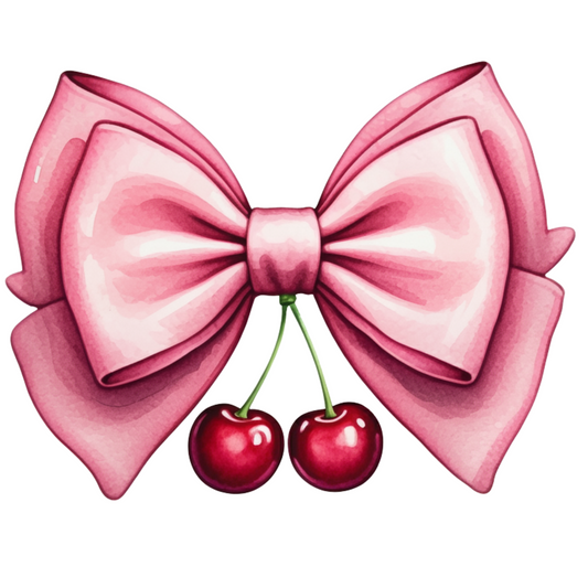 Coquette Bow And Cherries PNG digital design