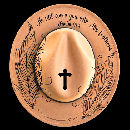 Covered By His Wings Traceable Narrow Brim Hat Burning Design