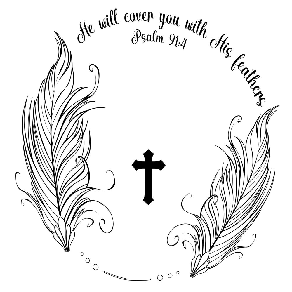 Design with He will cover you with His feathers design