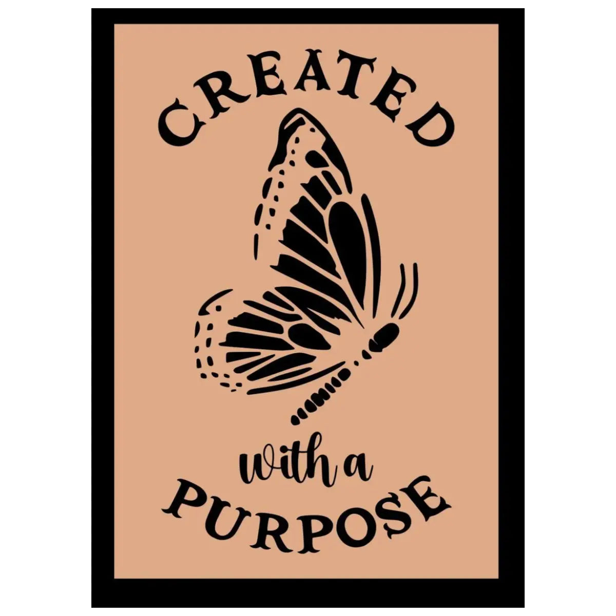 Motivational journal cover with butterfly illustration and text 'Created with a Purpose' on beige background
