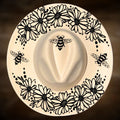 Daisy and Bees on a wide brim hat