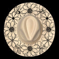 A daisy wreath design on a wide brim hat