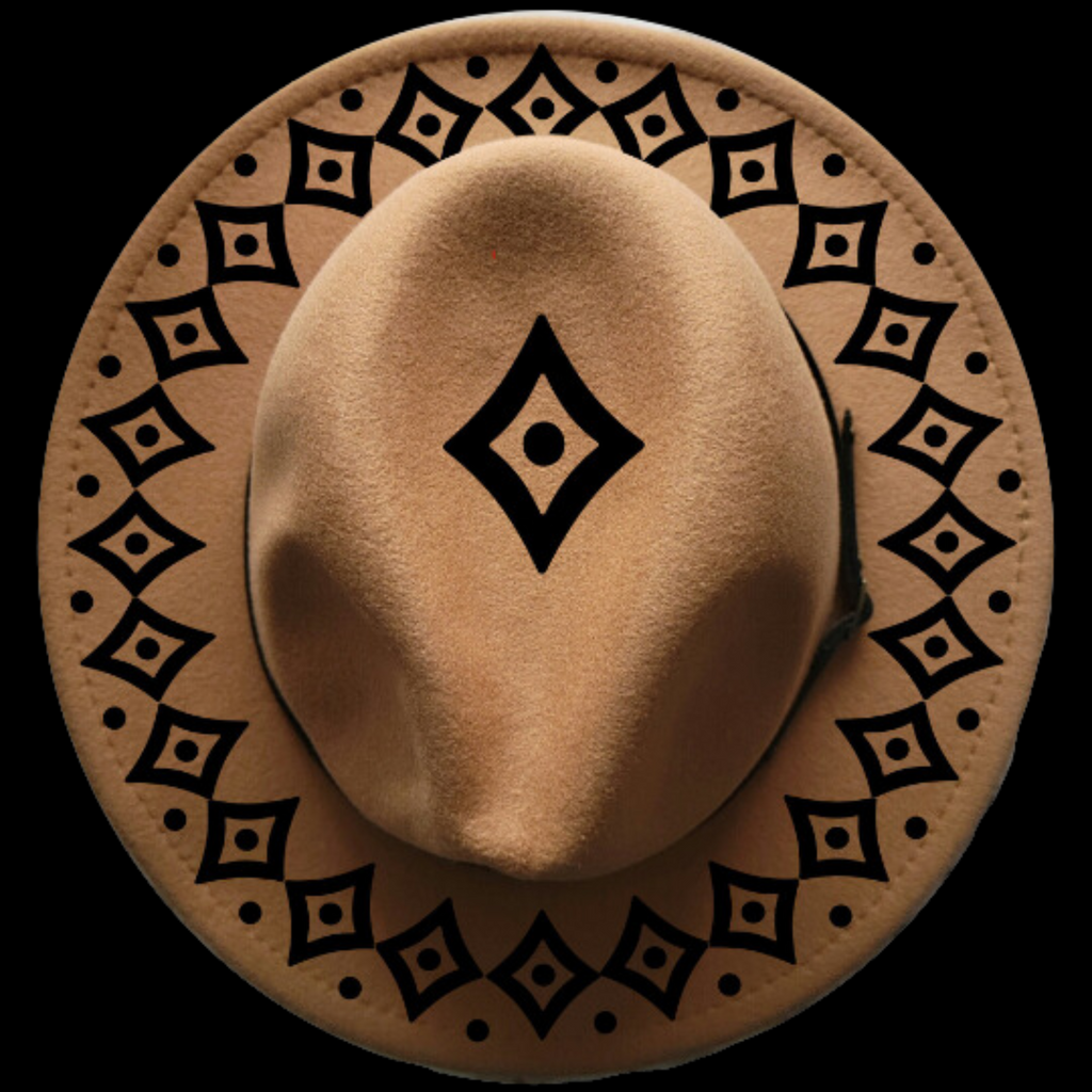 Diamon pattern design on a narrow brim hat