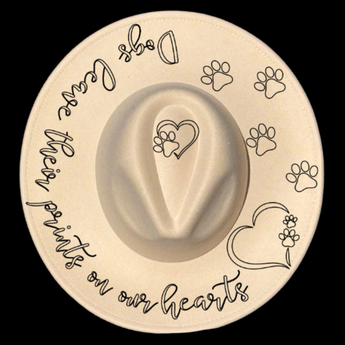 Dog's leave their prints on our hearts design on a wide brim hat