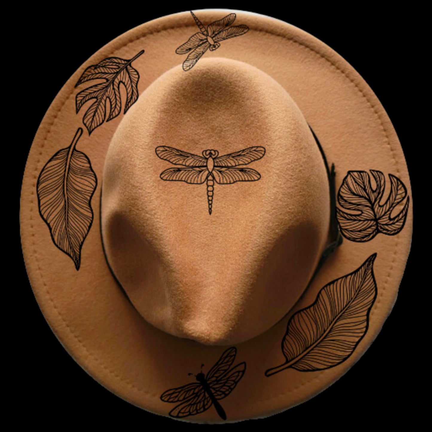 Dragonflies Traceable Narrow Brim Hat Burning Design