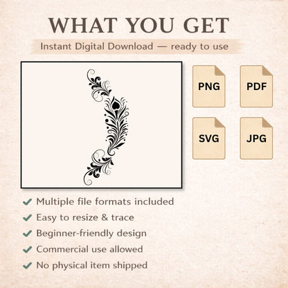 Feather Flourish Wide Brim Hat Burning Design