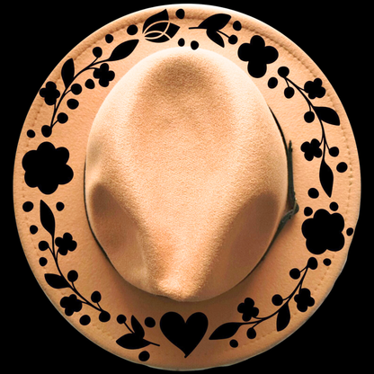 Floral Heart Vine | Narrow Brim Hat Burning Design | Cool Moon Designs