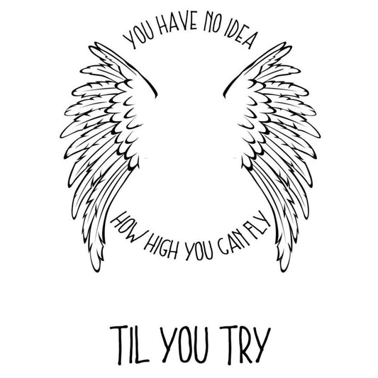 Fly High hat burning design for baseball caps.