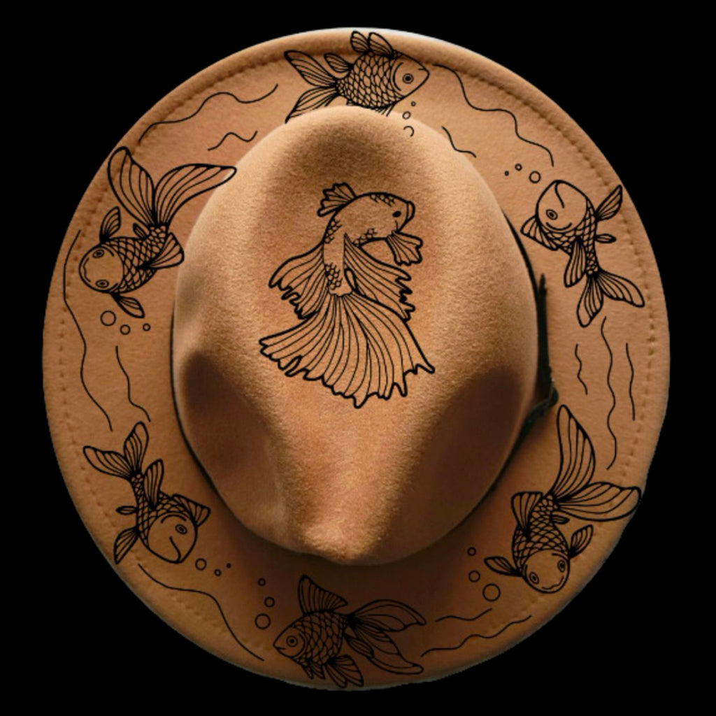Goldfish design on a narrow brim hat