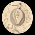 Guitar music design on a wide brim hat