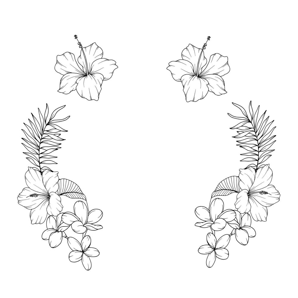 Flowers and leaves design on a white background