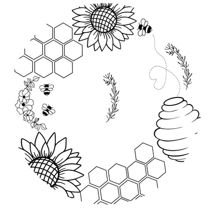 Sunflower Honeycomb Bee hat burning design