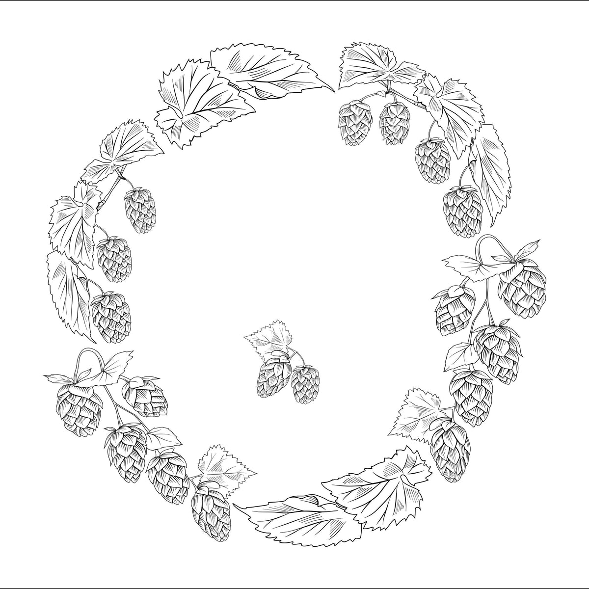Hops Wreath hat burning design for wide brim hats