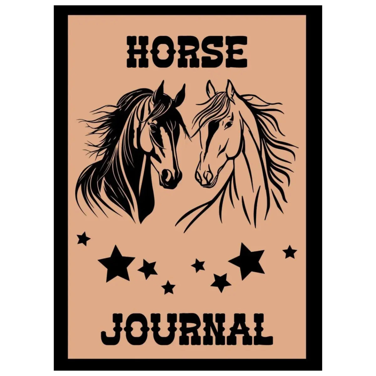 Cover of a horse-themed journal with two horses and star designs on a beige background.