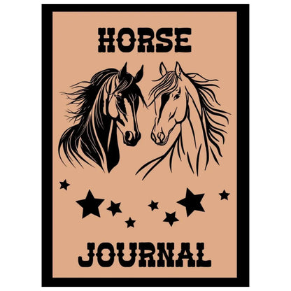Cover of a horse-themed journal with two horses and star designs on a beige background.