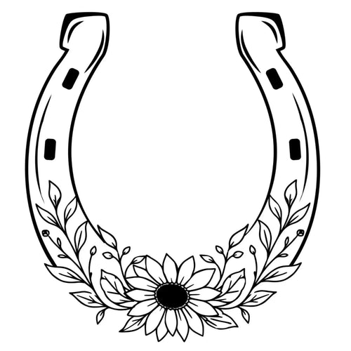 Horseshoe Sunflower Wide Brim Hat Burning Design