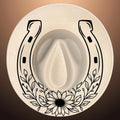 Horseshoe Sunflower Wide Brim Hat Burning Design