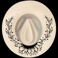 Sunflower Party burned hat burning design on a wide brim hat