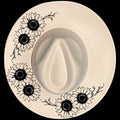Large Sunflower Arch burned hat burning design on a wide brim hat